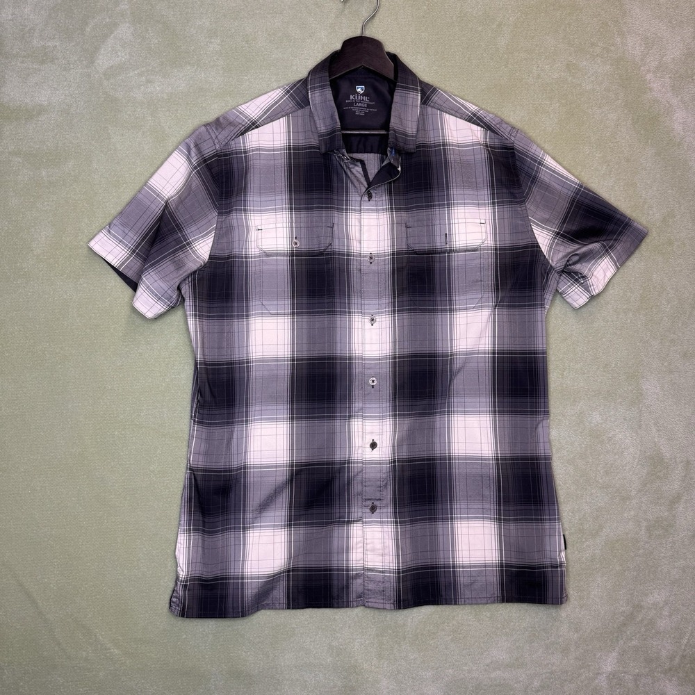 Kuhl Shirt Response Button Up Mens Large Black Plaid Outdoor Hiking Performance